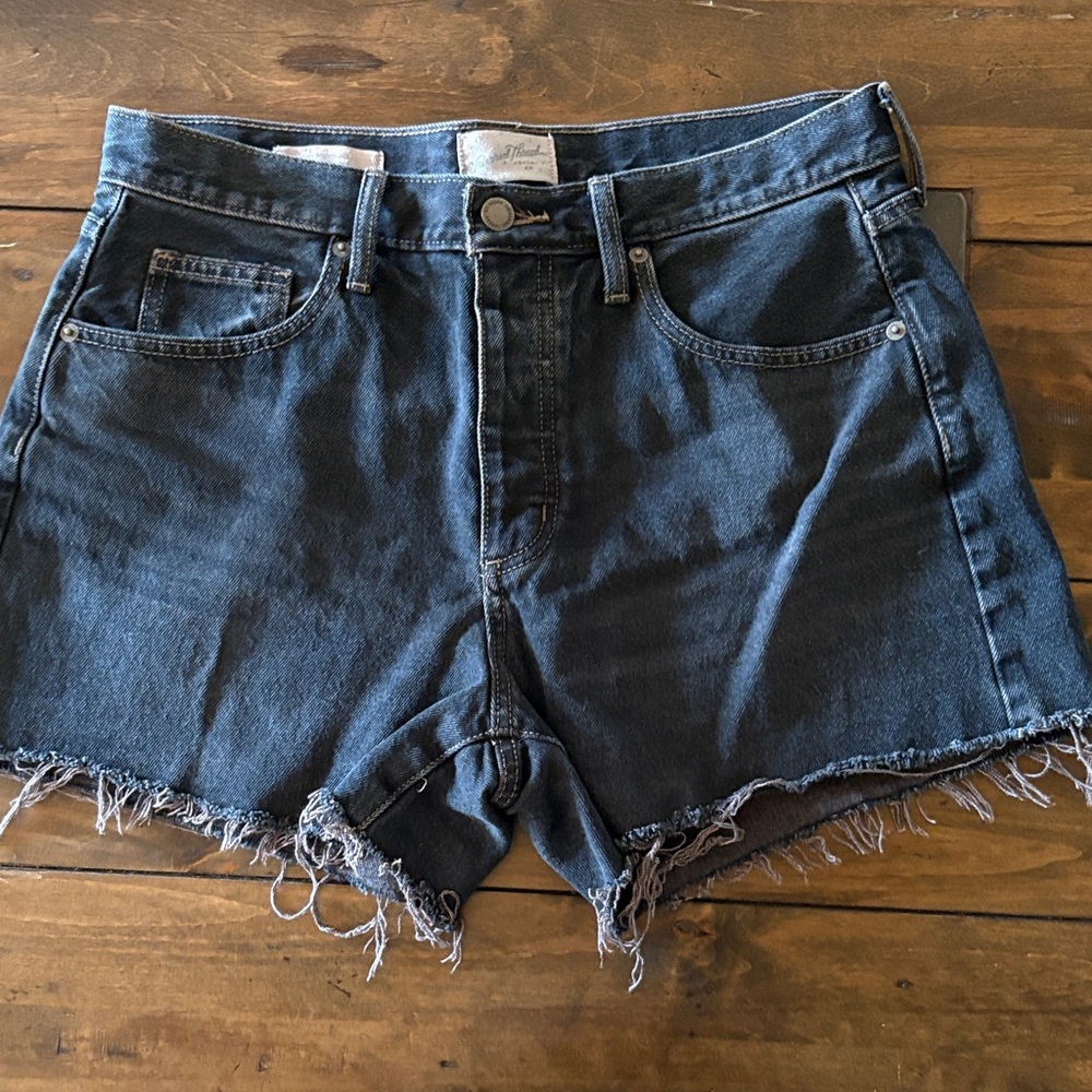 Dark Denim Blue Frayed Hem Universal Thread Women Shorts